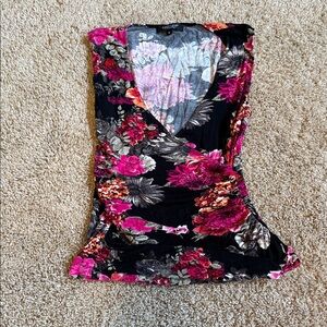 Karen Kane Vibrant Floral Wrap Blouse